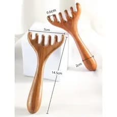 Cabeça massagem pente pequeno sapo sândalo massageador facial meridiano dragagem ferramenta útil facial olho massageador