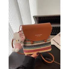bolsa femenina Bolsa Bolsa pequena feminina 2026 novo estilo elegante all-match bolsa mensageiro de um ombro palha Commu