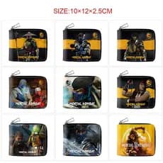 carteira masculina com ziper carteira masculina Mortal Kombat Mortal Kombat pu Zíper Meia Dobra Carteira de Couro Cartei