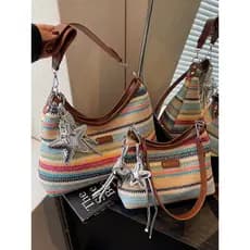 bolsa transversal feminino bolsa feminina Estilo étnico palha tecido saco feminino grande capacidade 2026 novo estilo ve