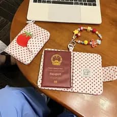 Pequeno tomate viagem passaporte titular saco de armazenamento Carry-on documento titular do cartão moeda bolsa integrad