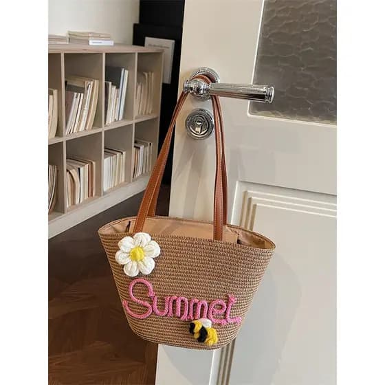 bolsa transversal feminino bolsa femenina Verão à beira-mar férias cesta de vegetais tecido saco 2026 novo estilo viagem