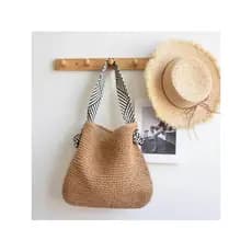 bolsa transversal feminino bolsa feminina Estilo coreano ins saco de palha 2024 novo estilo mão-tecido axilas saco All-M