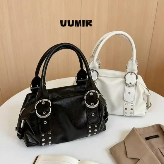 UUMIR Bolsa De Ombro Feminina , Grande Capacidade Y2K Moda Rebite , Estilo Vintage Couro PU De Alta Qualidade Motociclet