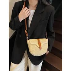 bolsa femenina bolsa transversal feminino Moda temperamento palha saco Casual 2025 novo estilo na moda INS textura saco