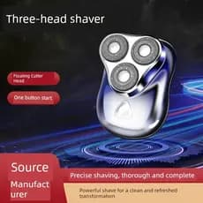 Mini barbeador elétrico transfronteiriço flutuante de 3 lâminas portátil recarregável fabricante de faca de barba mascul