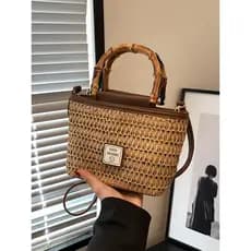 bolsa transversal feminino Bolsa Saco tecido à mão senhoras 2026 novo estilo na moda bolsa praia férias saco de palha om