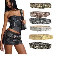 2026 novo produto Y2k americano Retro estilo Punk cinto largo estilo feminino rebites de olho Design poroso cinto decora