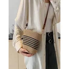 bolsa transversal feminino bolsa femenina Seaside tecido saco feminino 2026 primavera verão novo estilo praia férias gra