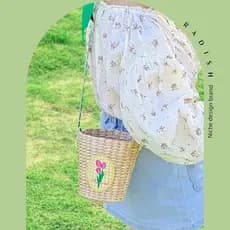 bolsa transversal feminino bolsa femenina Novo saco de palha tecido Casual mão-tecido de um ombro Diagonal crianças bald