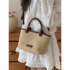 bolsa feminina Bolsa Bolsa de palha de praia para férias à beira-mar feminina 2025 novo estilo cesta de vegetais bolsa m