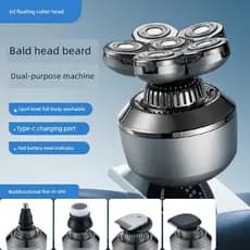 barbeador eletrico masculino Barbeador elétrico de seis lâminas, máquina de cabeça careca multifuncional, barbeador masc