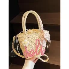 bolsa femenina bolsa transversal feminino Moda tecido saco feminino 2025 novo estilo verão beira-mar férias praia saco A
