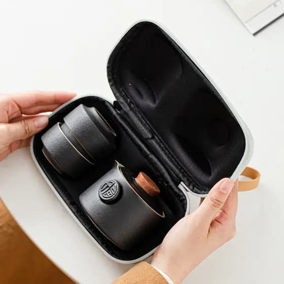 2026 novo produto cerâmica preta simples viagem Kung Fu conjunto de chá japonês portátil ao ar livre presente High-End c