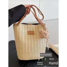 Bolsa bolsa femenina Saco de palha férias praia Commuter tecido saco artesanal saco diy Material presente caseiro grande