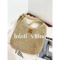 bolsa feminina Bolsa INISTI bolsa de palha mensageiro de grande capacidade, um ombro, feminina, verão, lona, férias à be