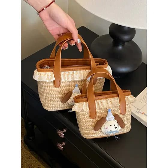 bolsa feminina bolsa transversal feminino Verão bonito saco de palha balde feminino 2026 novo estilo portátil nicho cest