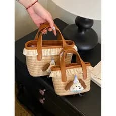 bolsa feminina bolsa transversal feminino Verão bonito saco de palha balde feminino 2026 novo estilo portátil nicho cest