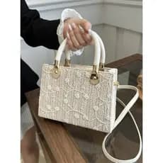 bolsa femenina Bolsa Bolsa de palha feminina primavera 2024 novo estilo moda tecido portátil pequeno quadrado saco renda