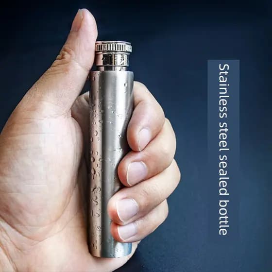 Garrafa de medicina selada de aço inoxidável à prova de vazamento portátil ao ar livre fundo redondo Tubular pequeno tan