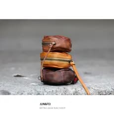 X xmyb Bolsa de moedas masculina de couro de primeira camada desgastada estilo japonês