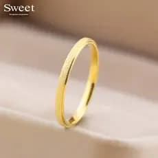 kit anel anel solitario Anel liso de ouro 18k de aço titânio feminino fosco Ins Sansheng III