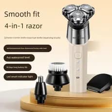 Novo barbeador elétrico bege multifuncional de três cabeças flutuante lavagem corporal moda masculina Ultra limpa navalh