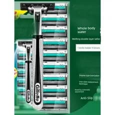 Navalha elétrica masculina Manual de qualidade alemã lâmina de 6 camadas navalha de barbear à moda antiga rosto de barbe