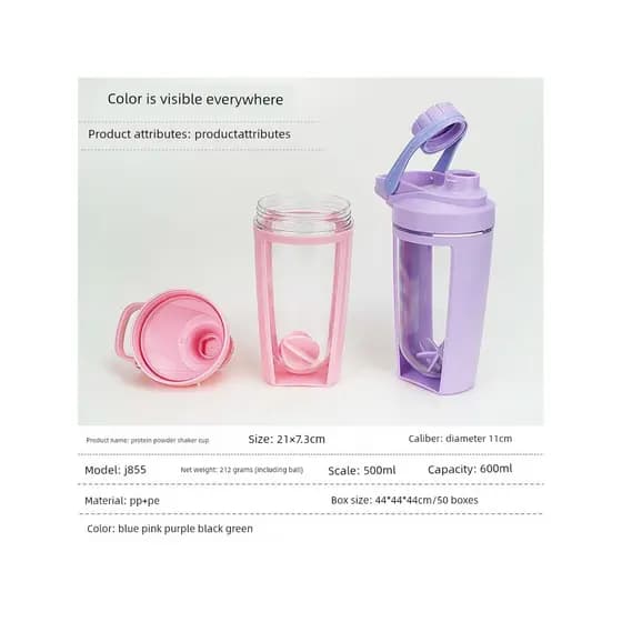 Copo agitador de plástico de grande capacidade, copo de água esportivo Fitness, proteína em pó, substituição de refeição