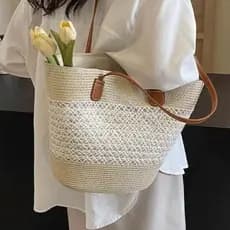 bolsa transversal feminino Bolsa Bolsa de palha oca feminina, cesta de vegetais tecida de grande capacidade, bolsa de pr