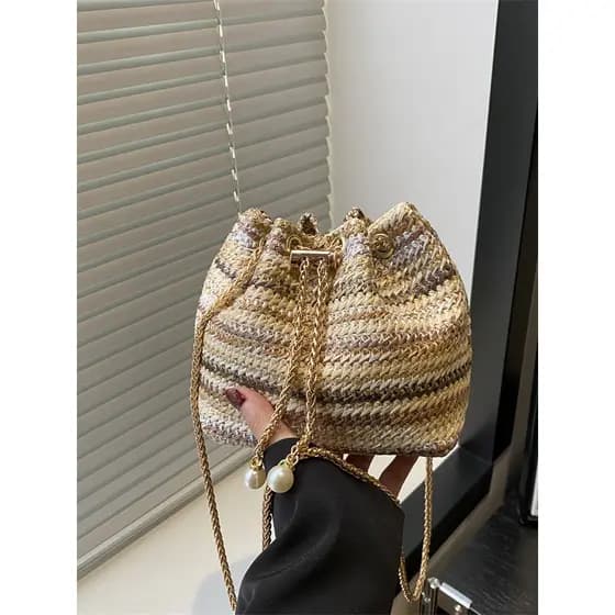 bolsa feminina bolsa transversal feminino Bolsa de palha de verão feminina 2025 novo estilo na moda All-Match versão cor