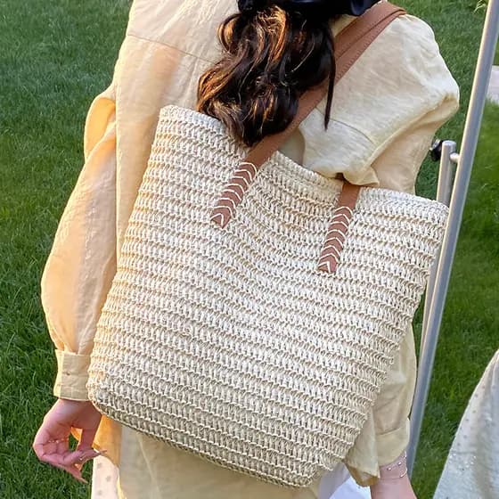 Bolsa bolsa feminina Bolsa de praia de palha de grande capacidade bolsa feminina 2025 novo estilo All-Match viagem saco