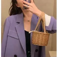 bolsa femenina bolsa transversal feminino Estilo celebridade ins saco de palha férias à beira-mar Mini saco de Rattan pe