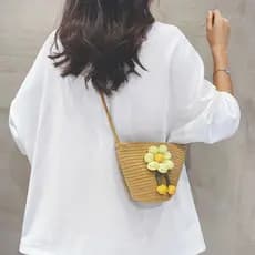 bolsa transversal feminino bolsa feminina Moda estilo ocidental saco de palha feminino 2024 verão novo estilo nicho bald