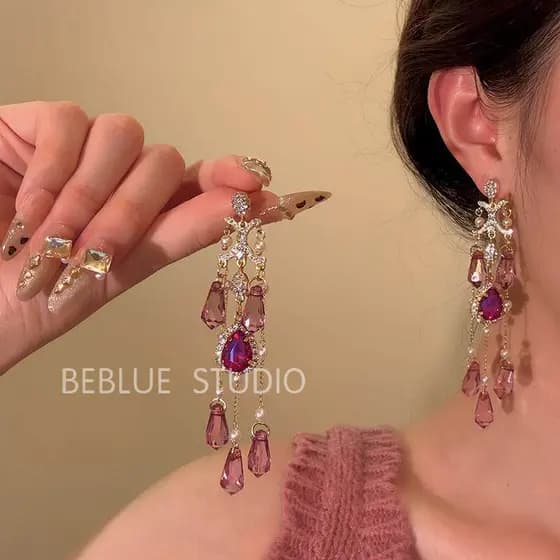 brincos feminino Brinco Linda mulher ~ francês suave High-End brincos de cristal zircão brincos elegante requintado gota