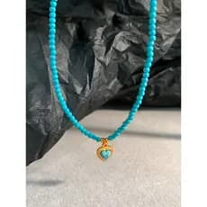 Colar de empilhamento de pingente feminino turquesa azul Medieval de nicho