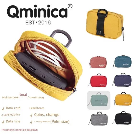 carteira masculina carteira masculina com ziper Moeda portátil colorida à prova d'água Qminica em tecido Oxford