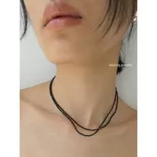 Novo produto recomendação Natural preto espinélio frisado colar piscando brilhante dupla camada em camadas senhoras cola