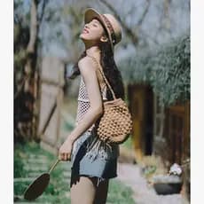 bolsa feminina Bolsa Saco de tecido francês feminino verão saco de tecido à mão de um ombro palha Rattan saco de palha à