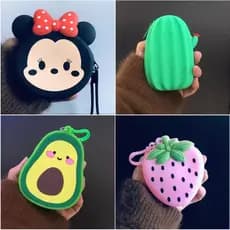 You saco de madeira frutas Silicone dos desenhos animados pequena bolsa de moedas à prova dwaterproof água pendurado mac