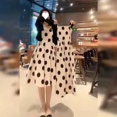 Verão francês elegante estilingue saia longa cintura alta mais magro olhar saia high-End novo estilo Polka Dot vestido s