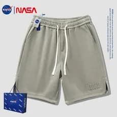 NASA Street Wear Shorts Masculino 2025 Verão Estilo Fino Trendy Casual Calças Esportivas Soltas Perna Larga Calças de Ci