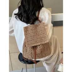 bolsa femenina bolsa feminina Versão coreana simples mochila de palha novo estilo crochê oco saco de palha saco de malha