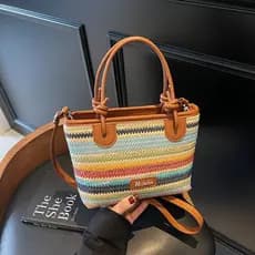 Bolsa bolsa feminina 2025 novo estilo palha moda nicho único saco feminino nicho Design tecido saco grande capacidade
