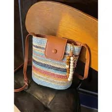 bolsa feminina bolsa transversal feminino Contraste cor listrado tecido pequeno saco feminino 2026 novo estilo moda bald