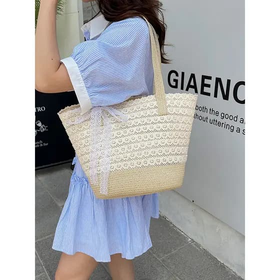 bolsa feminina bolsa femenina Bolsa Tote de tecido de verão, bolsa de palha de grande capacidade, 2026, novo estilo, bol