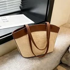 bolsa feminina bolsa femenina Versão coreana estilo boêmio cor combinando palha trançada axilas sacola beira-mar praia j