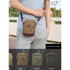 Cintura masculina de lona Vertical Crossbody de 22 cm para exterior Bolsa