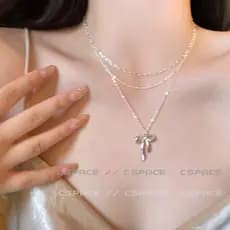 Doce legal Metal menina arco clavícula corrente Multi-camada empilhamento colar nicho longo camisola corrente High-End l