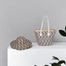 bolsa feminina Bolsa Grama salgada Natural estilo Pastoral palha trançada aba grande guarda-sol chapéu primavera verão n